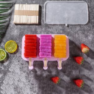 Cute cartoon silicone ice cream popsicle mold with lid&ice cream stick, style: wave style, color randomly shipped