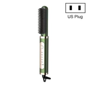 Curling And Straightening Dual-Purpose Negative Ion Automatic Constant Temperature Hair Straightening Comb, Specification:US Plug(Avocado Color)