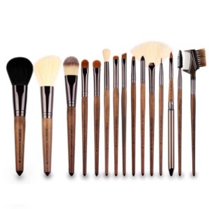 ZOREYA 15-in-1 Black Walnut Makeup Brush Set Complete Set of Beauty Tools Nylon Hair Loose Powder Brush Makeup Brush (ZP15)