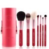 ZOREYA 7-in-1 Portable Bucket Makeup Brush Set Beginner Makeup Bucket Brush, Appearance Color: Red