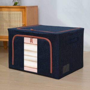 Home fabric, steel frame, quilt, clothing storage box, cotton and linen sorting storage box with window
