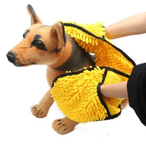 Hand inserted Chenille pet bath towel