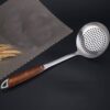 304 Stainless Steel Wooden Handle Kitchenware Home Kitchen Equipment, Style: Slotted Spoon