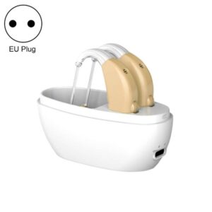 Rechargeable sound amplifier hearing aid for the elderly, specifications: European standard (skin color dual machine + white charging compartment)