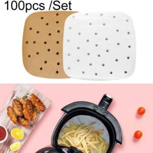 Air Fryer Special Paper Pad Grilled Meat Paper Oil Absorbed Paper, Color Random Delivery, Style: Square With Hole (16cm)
