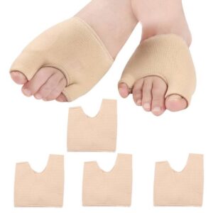1 pair sold, threaded U-shaped forefoot pads, bunion corrector socks, size: S (skin color)