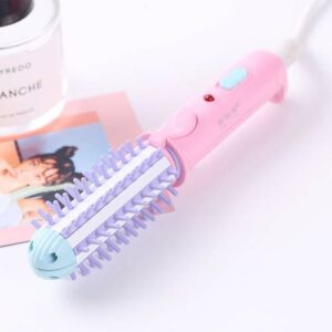 Glins GLS-003 20W 2-in-1 Ceramic Glazed Mini curler Comb, European Standard Plug (Pink)