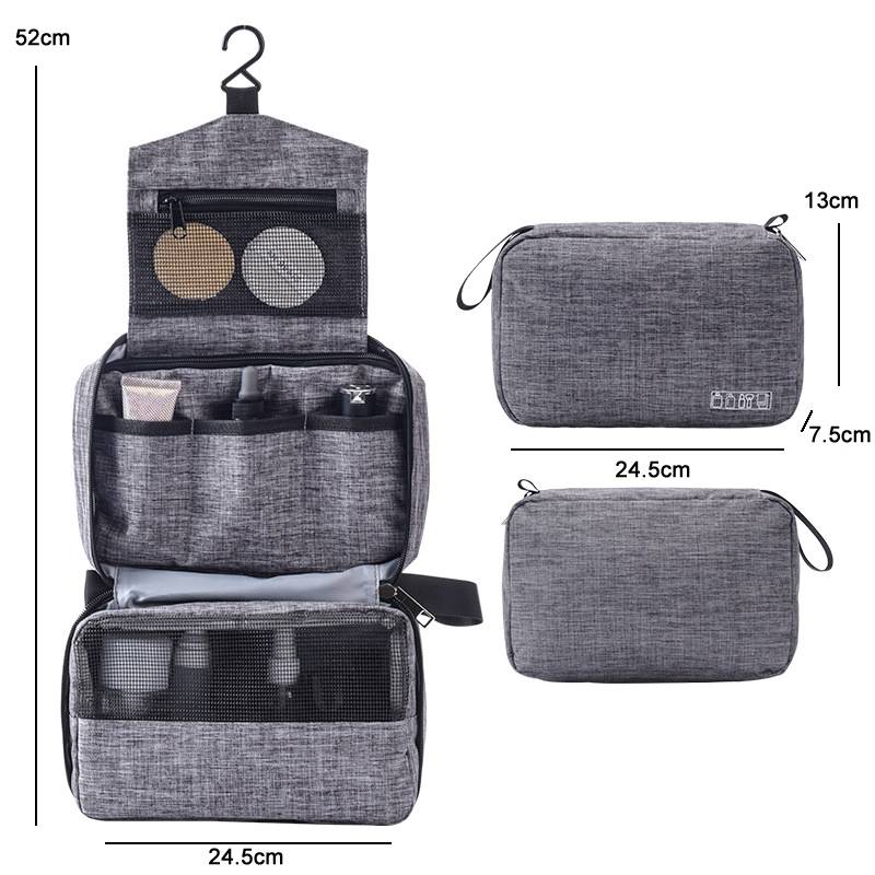 Portable travel waterproof toiletries storage bag (grey)