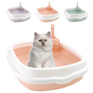 Semi enclosed cat litter box, cat toilet with cat litter shovel