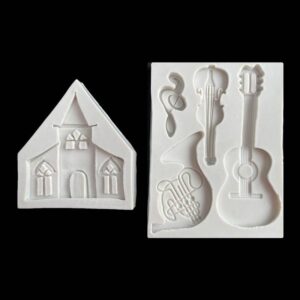 Castle musical instrument silicone mold chocolate flip sugar cake decoration