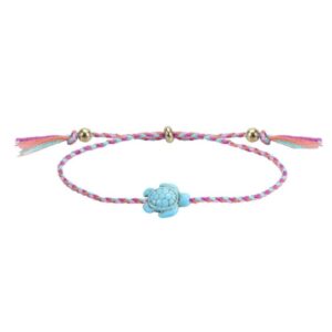 Colorful woven rope adjustable turtle bracelet