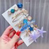 8-piece set – Starfish alloy colored hair clip headpiece pearl rhinestone clip set