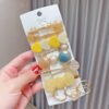 7-piece set – Peach Heart Yellow Alloy Colored Hair Card Headpiece Pearl Water Diamond Clip Set