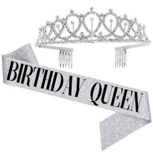 WM-02 Crystal Diamond Birthday Party Wedding Set Crown, Color: Silver Queen