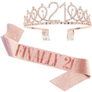 WM-02 Crystal Diamond Birthday Party Wedding Set Crown, Color: Rose Gold 21