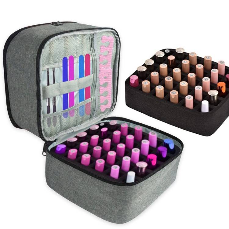 Nail polish storage bag Portable essential oil lipstick finishing bag (gray)