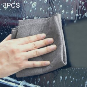 Three pieces of glass, car, and car cleaning cloth without leaving any marks