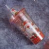 500ml Santa Claus Cartoon Portable Plastic Cup Double Micro Landscape Juice Cup(Style 3)
