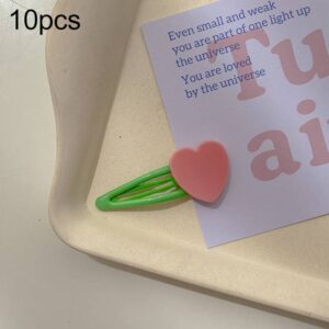 10pcs Colorful Love Children Hair Clip Hair Accessories(Emerald Heart)