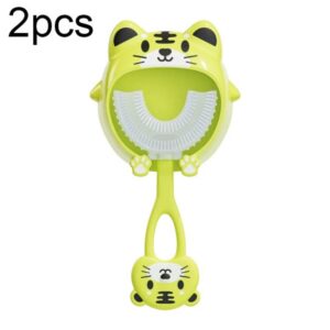 S8 2pcs children’s cartoon animal manual U-shaped silicone toothbrush suitable for ages 2-12