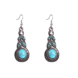 E1911-7 Turquoise Ethnic Style Earrings with a Simple and Retro Style