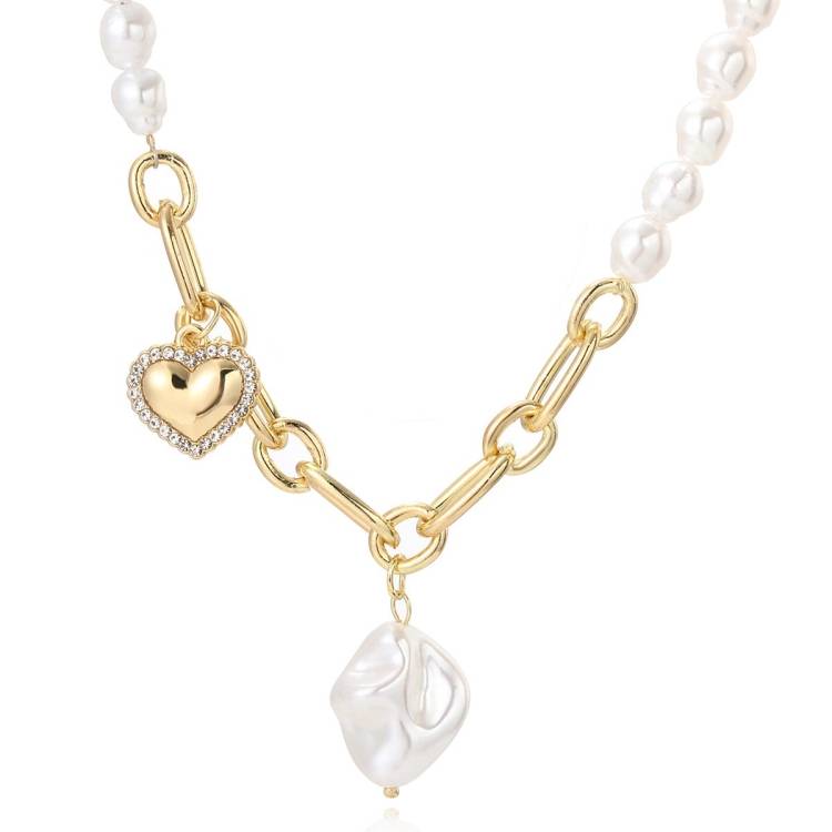N2209-2 Smooth Diamond Love Women's Elegance Necklace with Collar Chain