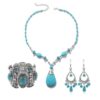 3-piece necklace, bracelet, earrings, natural turquoise accessories for women’s jewelry