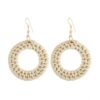 E2002-1 Earhook Round Ring Bamboo Vine Handwoven Earrings Bohemian Style Earrings
