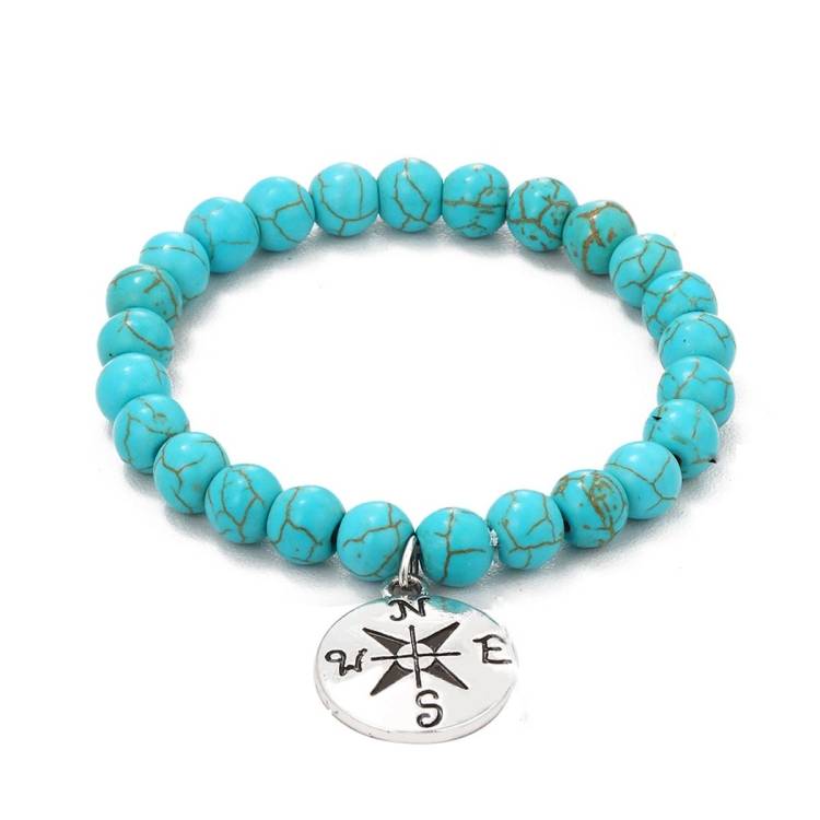 S2303-4 Compass Women's Beaded Bracelet Turquoise Ethnic Style Bracelet