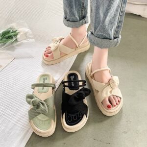 Wear platform casual sandals and flat slippers outside in summer