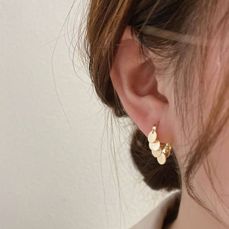 Shell double layered earrings with diamond earrings14