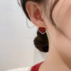 Shell double layered earrings with diamond earrings3