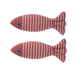 2 pieces for sale, linen cat and fish pillow, pet chew toy, specifications: 21x9x5cm (maroon)