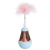 Wooden Polygonum Feather Amusing Cat Tumbler Cat Toy, Size: 24x6cm(Pink Blue)