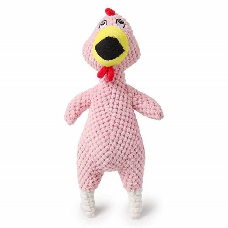 Screaming chicken gnaws and grinds teeth pet plush toy (pink)
