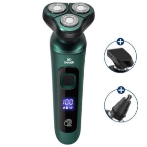 3-in-1 electric shaver, smart digital display, 3-head multifunctional washable shaver