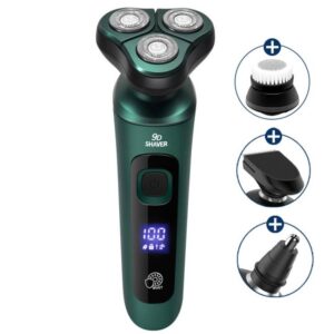 Four in one electric shaver intelligent digital display with three blade heads, multifunctional washable shaver