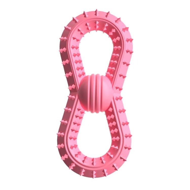 BG5039 Number 8 shape dog teething stick TPR pet chewing toy ball (rose red)