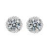 925 Silver Ear Needle Crown Earrings (50 point Mosang Diamond Platinum)