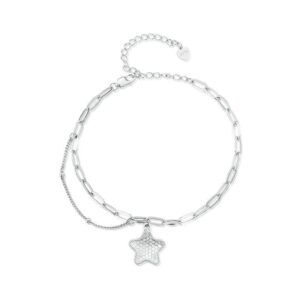 BSB137 925 Sterling Silver Sparkling Star Bracelet