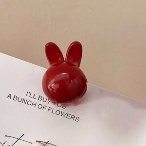 Mini Pearl Hair Clip Side Princess Hair Clip Cute Rabbit Ears Small Grip(Red Red)