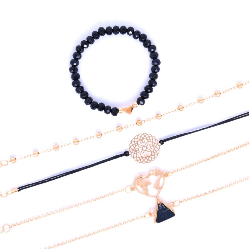 5 pieces/set of OL triangle hollowed out map bracelet, peach blossom corner bead necklace