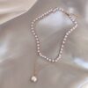Minimalist Beaded Double Layer Pearl Pendant Necklace