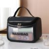 PVC semi transparent makeup bag, matte wash bag, PU flip shower bag