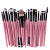 20 pieces/set, wooden handle makeup brush set, beauty tool brush (black+pink)