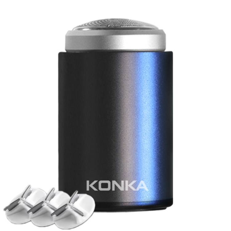 Konka Mini Portable Shaver Outdoor Waterproof Men's Shaver, Color: Black + 3 Blades