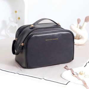 Waterproof PU Handheld Makeup Bag for Travel and Outgoing Double Zipper Wash Bag