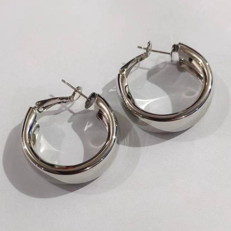 B494 minimalist circular earrings 925 silver ear studs