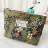 Retro Corduroy Makeup Bag Flower Travel Portable Wash Bag