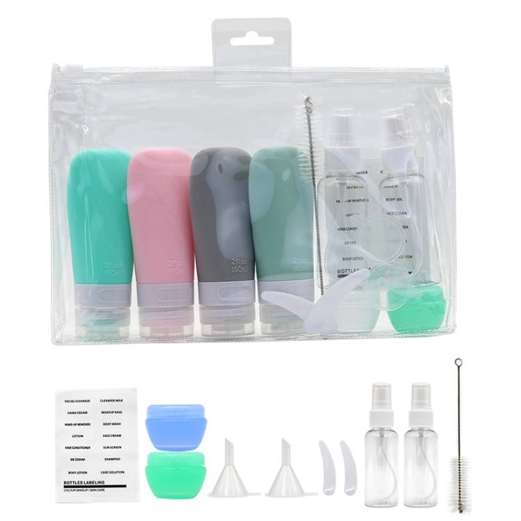 14 piece silicone split bottle travel suit spray bottle set cosmetics bottle set